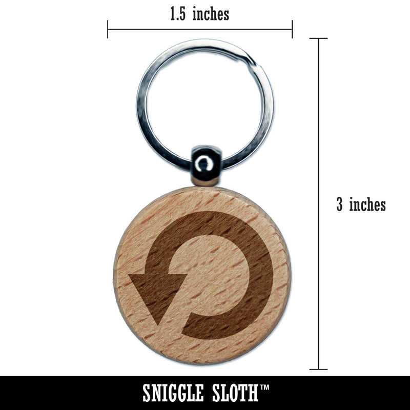 Rewind Return Go Back Arrow Circle Backwards Engraved Wood Round Keychain Tag Charm