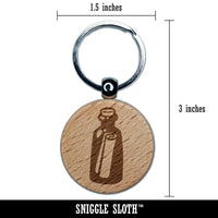Rolled Message In A Bottle Secret Engraved Wood Round Keychain Tag Charm