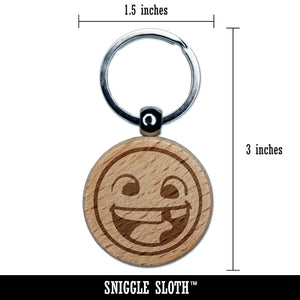 Smiling Face with Missing Tooth Dentist Teeth Engraved Wood Round Keychain Tag Charm