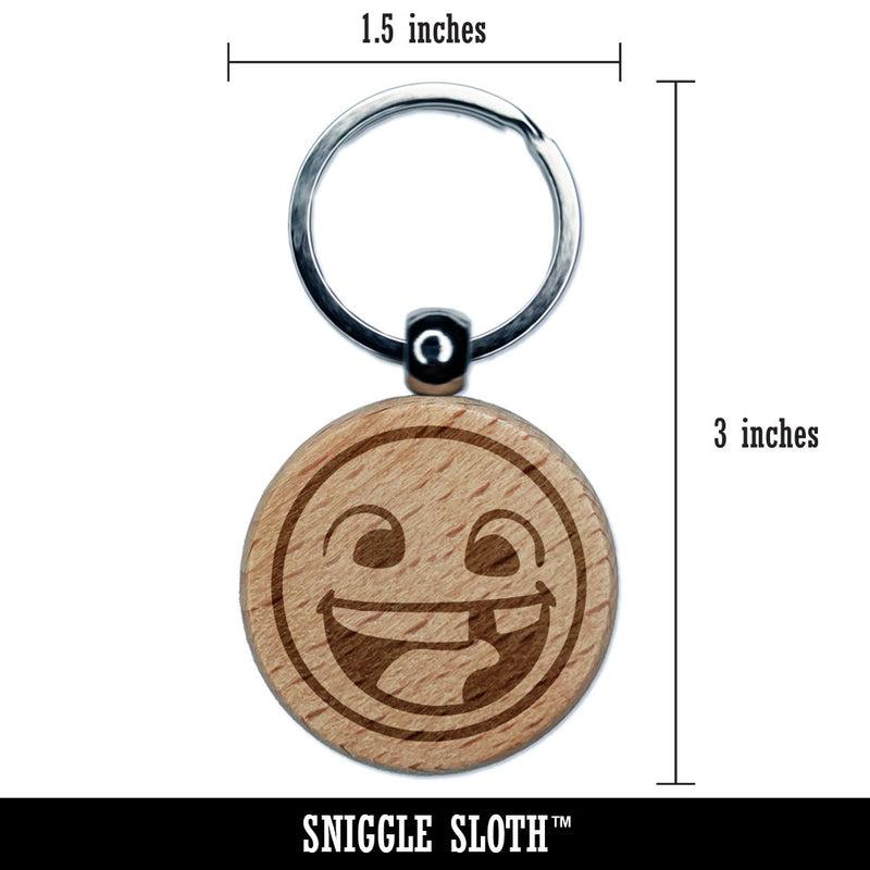 Smiling Face with Missing Tooth Dentist Teeth Engraved Wood Round Keychain Tag Charm