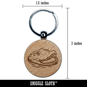 Sneaky Alligator Head Sticking Out Water Swamp Engraved Wood Round Keychain Tag Charm