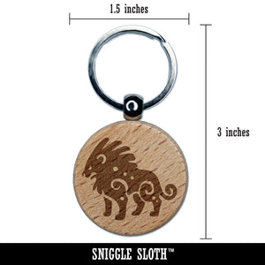 Tribal African Lion Big Cat King Engraved Wood Round Keychain Tag Charm