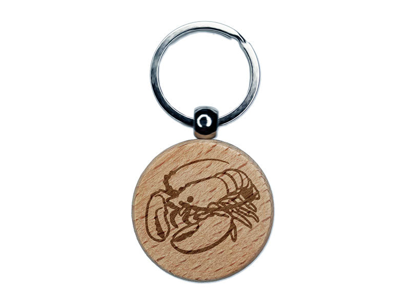 Awesome Atlantic Lobster Seafood Crustacean Engraved Wood Round Keychain Tag Charm