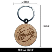 Awesome Atlantic Lobster Seafood Crustacean Engraved Wood Round Keychain Tag Charm