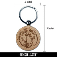 Big Eyed Shrimp Prawn Crustacean Seafood Shellfish Engraved Wood Round Keychain Tag Charm