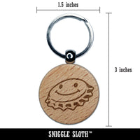 Cartoon Bottle Cap Soda Smiley Face Engraved Wood Round Keychain Tag Charm