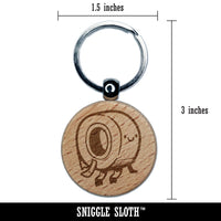 Cartoon Tape Roll Adhesive Cute Engraved Wood Round Keychain Tag Charm