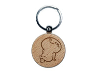 Coy Smiling Smug Funny Emote Engraved Wood Round Keychain Tag Charm