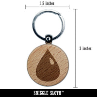 Dark Droplet Water Ink Liquid Engraved Wood Round Keychain Tag Charm