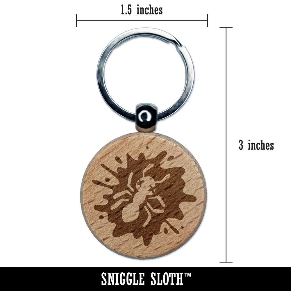 Dead Bug Squished Splatter Ant Insect Engraved Wood Round Keychain Tag ...