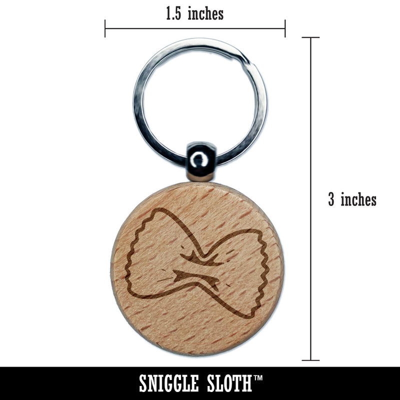 Farfalle Bow Tie Butterfly Pasta Engraved Wood Round Keychain Tag Charm