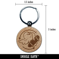 Flipping the Bird Funny Skateboard Silly Engraved Wood Round Keychain Tag Charm