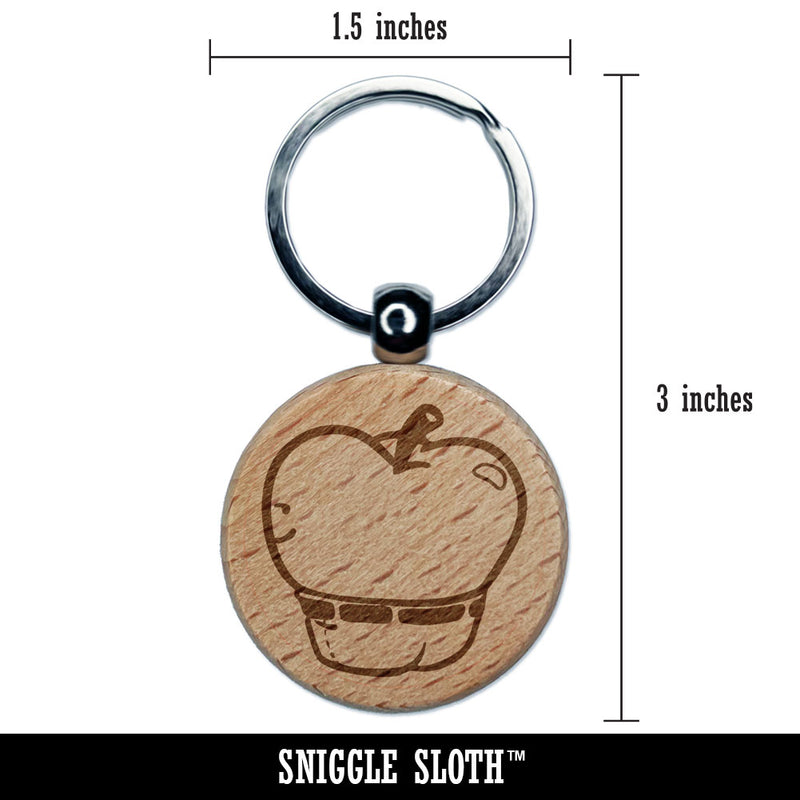 Funny Apple Bottom Jeans Silly Fruit Engraved Wood Round Keychain Tag Charm