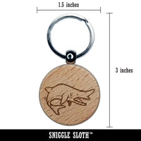 Goblin Shark Ugly Fish Engraved Wood Round Keychain Tag Charm