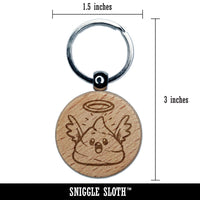 Holy Crap Funny Poop Silly Reaction Angel Halo Engraved Wood Round Keychain Tag Charm