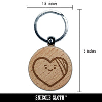 Hurt Heart Bandage Recover Relationship Engraved Wood Round Keychain Tag Charm
