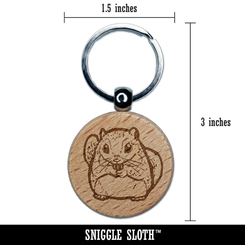 Japanese Dwarf Flying Squirrel Cute Rodent Engraved Wood Round Keychain Tag Charm