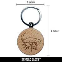 Katydid Insect Bug Grasshopper Engraved Wood Round Keychain Tag Charm