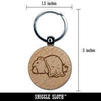 Laying Pig in a Blanket Port Funny Pork Engraved Wood Round Keychain Tag Charm
