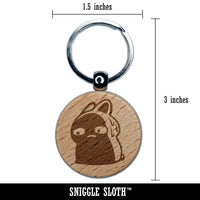 Nervous Bunny Scared Worried Dark Shadow Reaction Engraved Wood Round Keychain Tag Charm