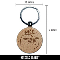 Nice Compliment Funny Face Ok Hand Sign Engraved Wood Round Keychain Tag Charm