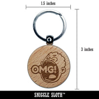 OMG Oh My God Big Mouth Boy Shout Engraved Wood Round Keychain Tag Charm