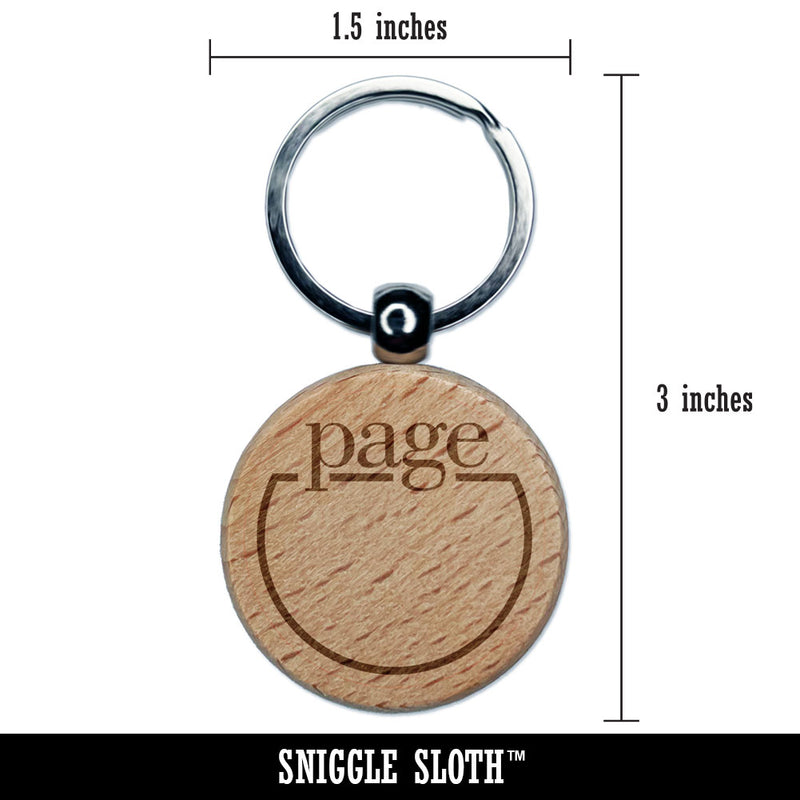 Page Number Tracker Book Reading School Engraved Wood Round Keychain Tag Charm