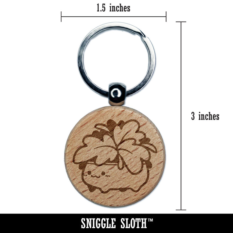Potted Plant Creature Cute Kawaii Gardening Engraved Wood Round Keychain Tag Charm