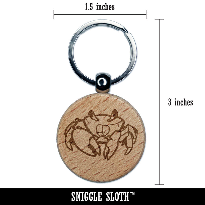 Realistic Crab Beach Seafood Shelfish Engraved Wood Round Keychain Tag Charm