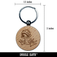 Realistic Ugly Baby Bird Chick Engraved Wood Round Keychain Tag Charm