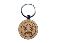Sick Face Cold Sweat Thermometer Engraved Wood Round Keychain Tag Charm