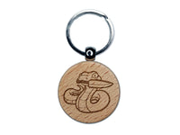 Snake Boa Serpent with Knife Python Engraved Wood Round Keychain Tag Charm