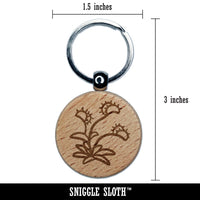 Venus Fly Trap Simple Stylized Carnivorous Plant Engraved Wood Round Keychain Tag Charm