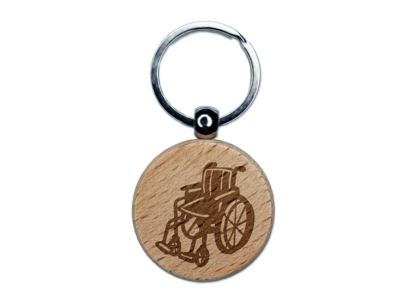Wheelchair Disability Accessibility Injury Disabled Engraved Wood Round Keychain Tag Charm
