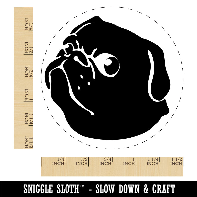 Solid Pug Looking Back Self-Inking Rubber Stamp Ink Stamper for Stamping Crafting Planners
