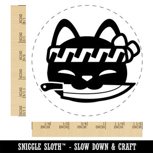 Sushi Cat Chef Knife Self-Inking Rubber Stamp Ink Stamper for Stamping Crafting Planners