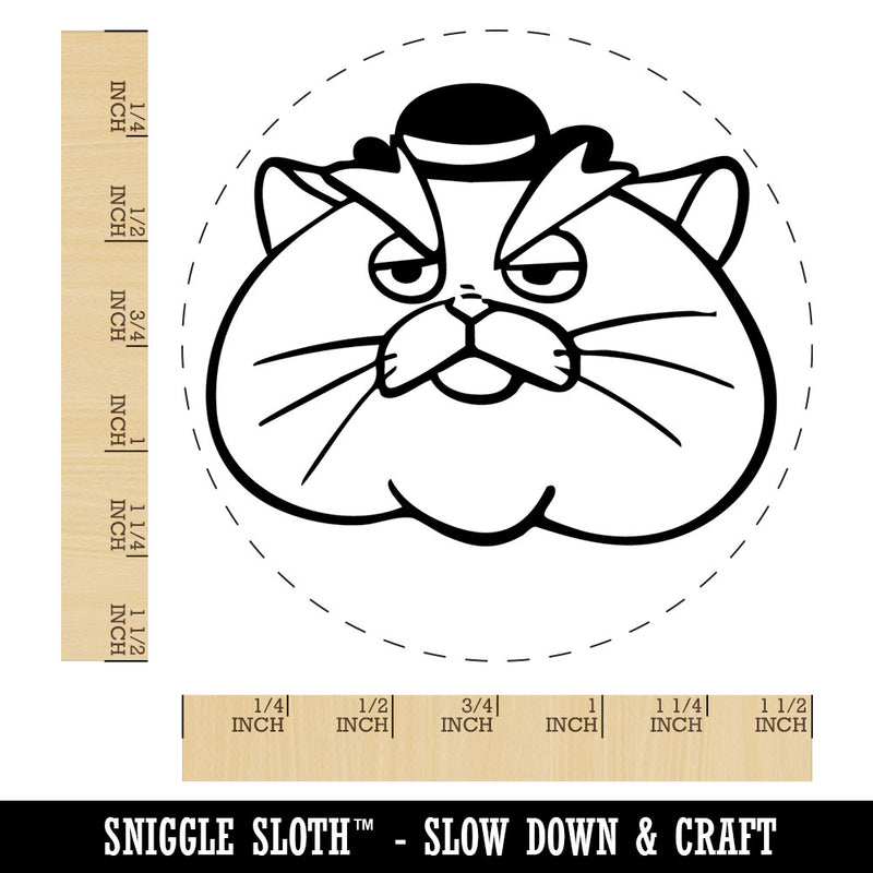 Fat Mobster Cat with Bowler Hat Self-Inking Rubber Stamp for Stamping Crafting Planners