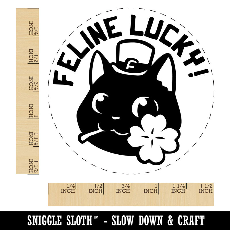 Feline Lucky Cat Leprechaun Hat Clover Saint Patricks Day Self-Inking Rubber Stamp for Stamping Crafting Planners