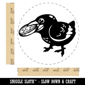 Happy Excited Crow With Treasure Coin Self-Inking Rubber Stamp for Stamping Crafting Planners