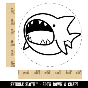 Hungry Round Shark Cute Cartoon Self-Inking Rubber Stamp for Stamping Crafting Planners
