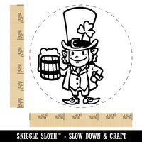 Leprechaun with Big Hat and Mug of Beer Saint Patricks Day Self-Inking Rubber Stamp for Stamping Crafting Planners