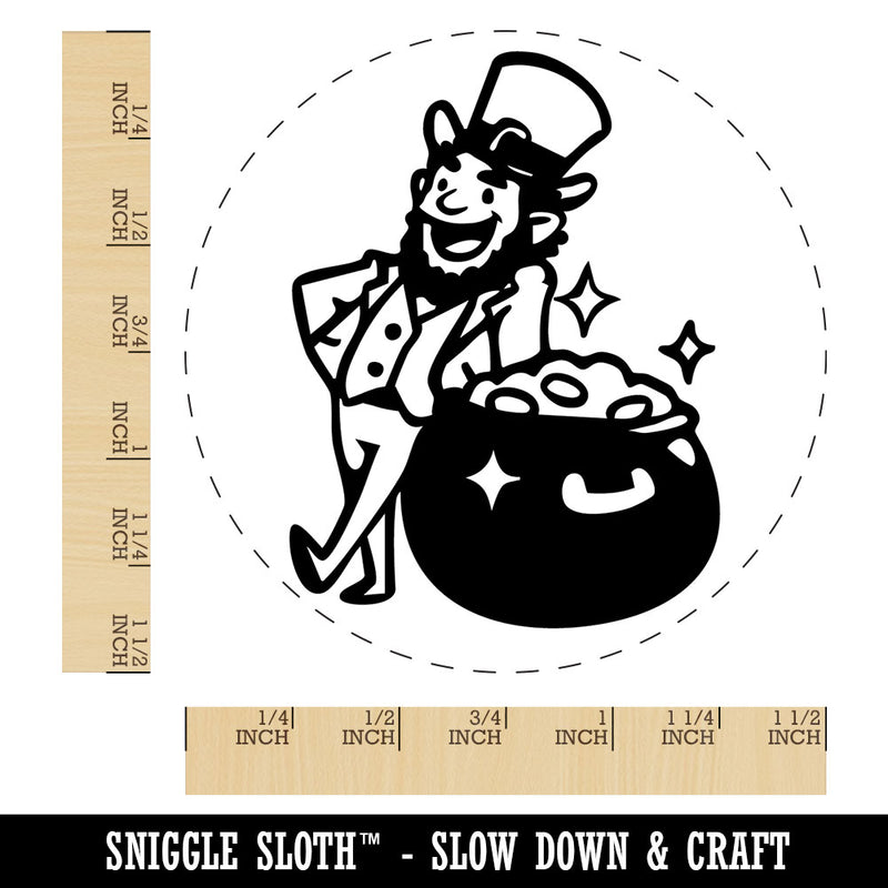 Leprechaun with Pot of Gold Saint Patricks Day Self-Inking Rubber Stamp for Stamping Crafting Planners