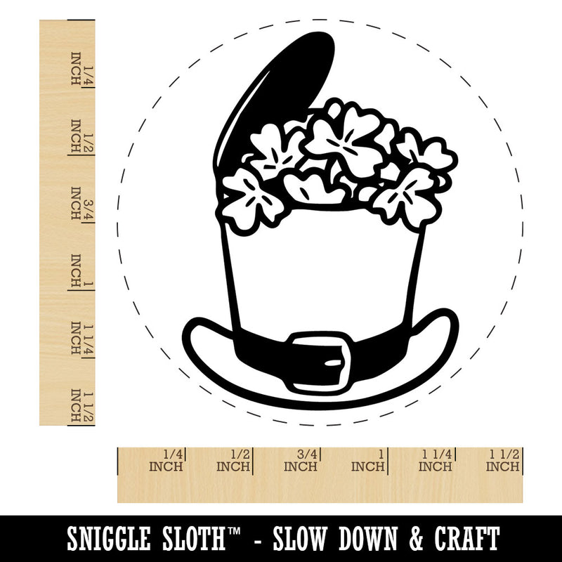 Lucky Leprechaun Hat Filled with Shamrock Clover Saint Patricks Day Self-Inking Rubber Stamp for Stamping Crafting Planners