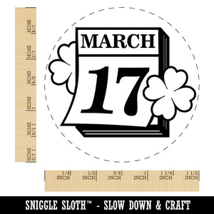 March 17 Saint Patricks Day Shamrock Clover Holiday Calendar Date Self-Inking Rubber Stamp for Stamping Crafting Planners