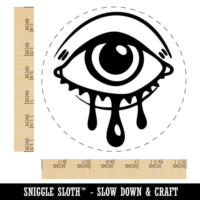 Sad Crying Eye Running Mascara Makeup Self-Inking Rubber Stamp for Stamping Crafting Planners
