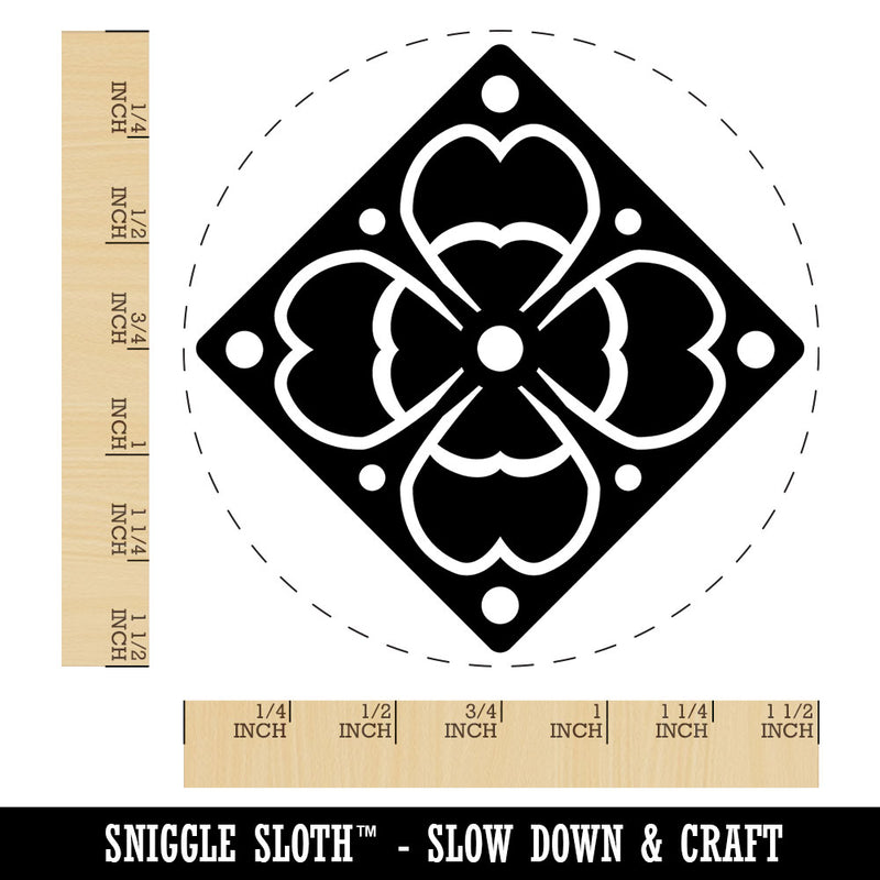 Stylish Diamond Four Leaf Clover Shamrock Floral Flower Self-Inking Rubber Stamp for Stamping Crafting Planners