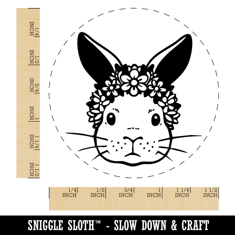 Bunny Rabbit with Flower Crown Easter Self-Inking Rubber Stamp for Stamping Crafting Planners