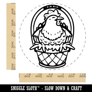 Easter Chicken in Basket Nest Eggs Self-Inking Rubber Stamp for Stamping Crafting Planners