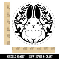 Floral Bunny Rabbit Emblem Easter Self-Inking-Rubber Stamp for Stamping Crafting Planners