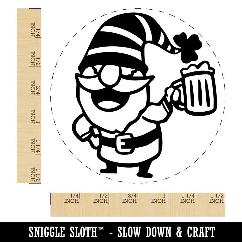 Saint Patricks Day Gnome with Clover Hat and Beer Mug Self-Inking Rubber Stamp for Stamping Crafting Planners